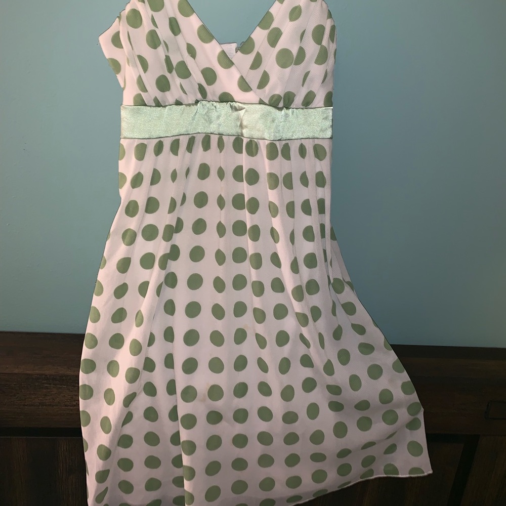 Green & White Polka Dot Dress
